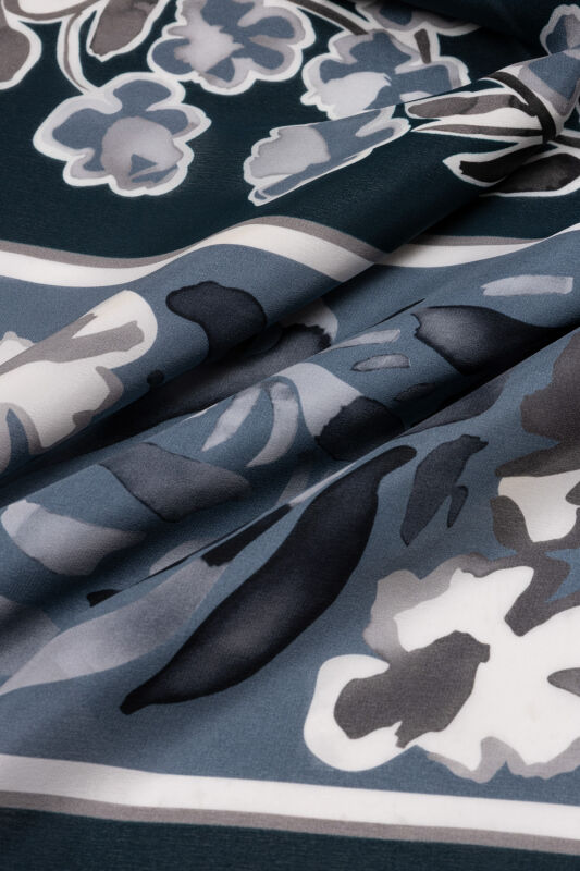 Swing Navy Blue Silk Shawl - 4