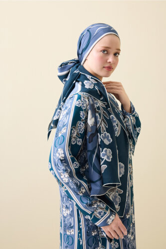 Swing Navy Blue Silk Shawl - 5
