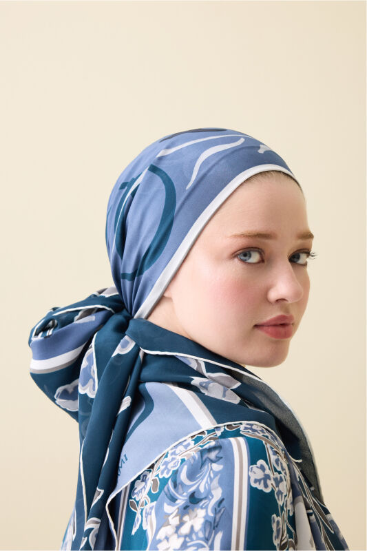 Swing Navy Blue Silk Shawl - 6