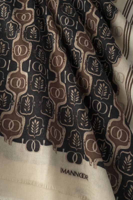 Swirl Brown Wool Shawl - 2