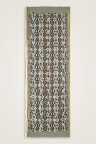 Swirl Mold Green-Light Blue Wool Shawl 