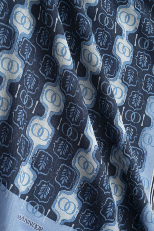 Swirl Navy Blue Wool Shawl - 2