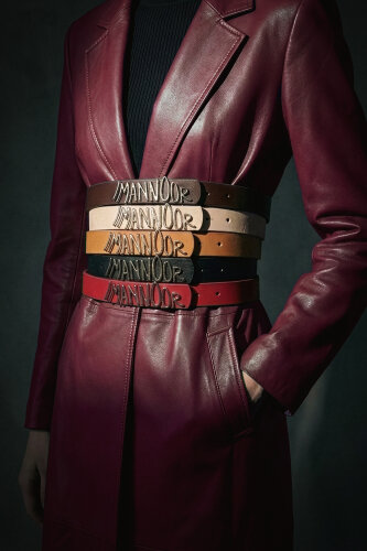 Tan Leather Belt with Silver Accessories - Imannoor (1)