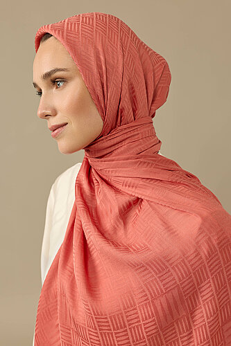 Taş Duvar Logo Açık Mercan Jakar İpek Şal 70x210 - Imannoor (3)