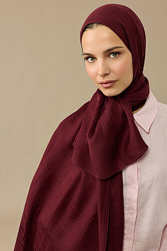 Taş Duvar Logo Vişne Jakar İpek Şal 70x210 - Imannoor (1)