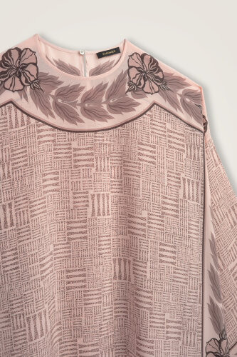 Taş Duvar Pudra Krep İpek Elbise - Imannoor (4)