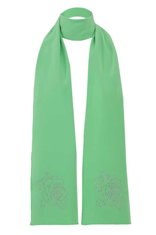 Taşlı Abiye Mint İpek Şal 68x200 - 2