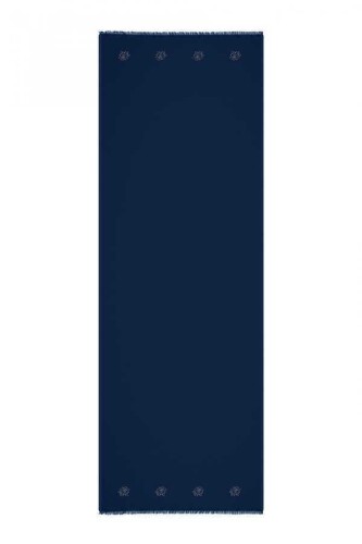 Taşlı Düz Tivil Mavi İpek Şal 68x200 