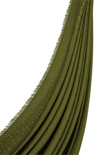 Taşlı Yeşil İpek Şal 80x200 - 3