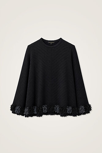 Tassel Flower Black Knitted Short Blouse 