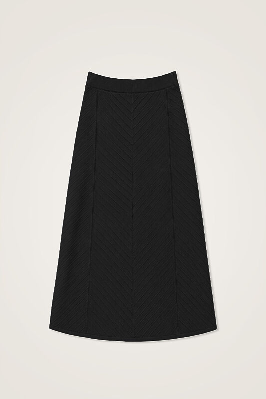 Tassel Flower Black Knitted Skirt - 1
