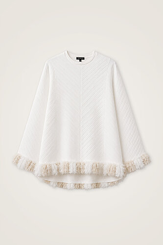 Tassel Flower White Knitted Long Blouse - 1