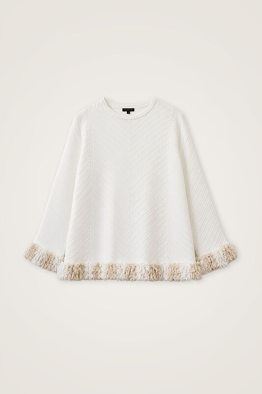 Tassel Flower White Knitted Short Blouse - 1