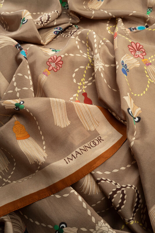 Tassel Noor Beige Floss Cotton Shawl - 4