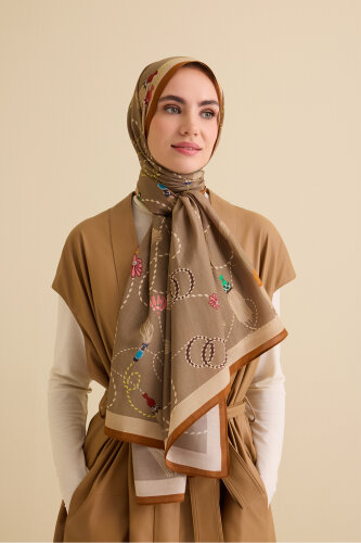 Tassel Noor Beige Floss Cotton Shawl 
