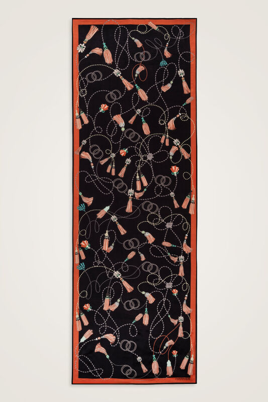 Tassel Noor Black Floss Cotton Shawl - 2