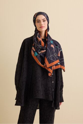 Tassel Noor Black Floss Cotton Shawl - 3