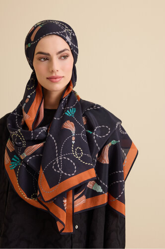 Tassel Noor Black Floss Cotton Shawl 
