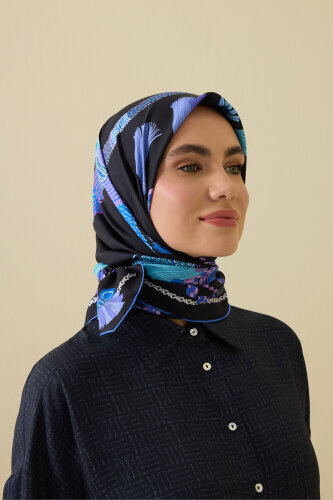 Tassel Noor Black-Fuchsia Crepe Silk Scarf - 6