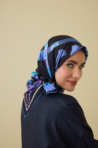 Tassel Noor Black-Fuchsia Crepe Silk Scarf 