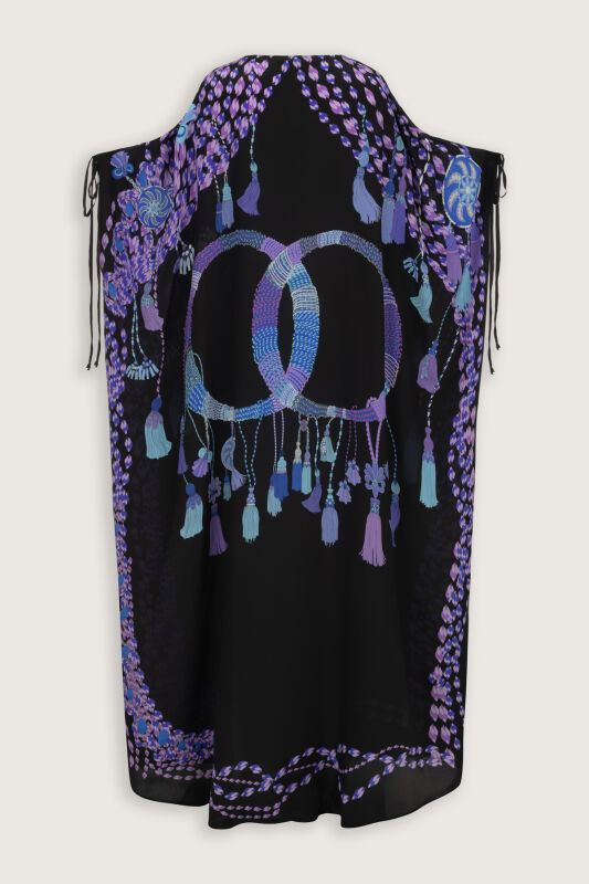 Tassel Noor Black-Fuchsia Silk Abaya - 4