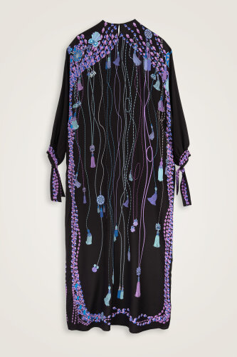 Tassel Noor Black-Fuchsia Silk Dress - 4