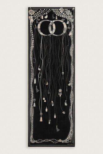 Tassel Noor Black-Grey Crepe Silk Pajama Shawl - 2