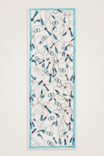 Tassel Noor Blue Floss Cotton Shawl - 2