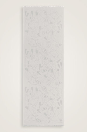 Tassel Noor Bone Jacquard Silk Shawl - 2