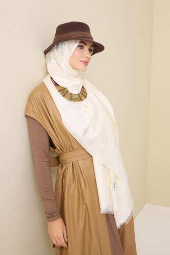 Tassel Noor Bone Jacquard Silk Shawl 