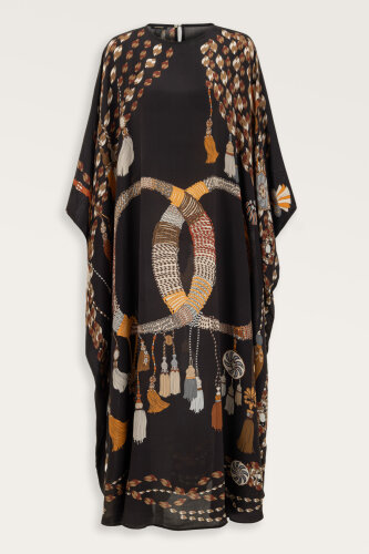 Tassel Noor Brown Silk Kaftan - 2