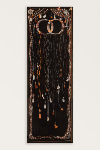 Tassel Noor Brown Silk Kaftan Shawl - Imannoor (1)