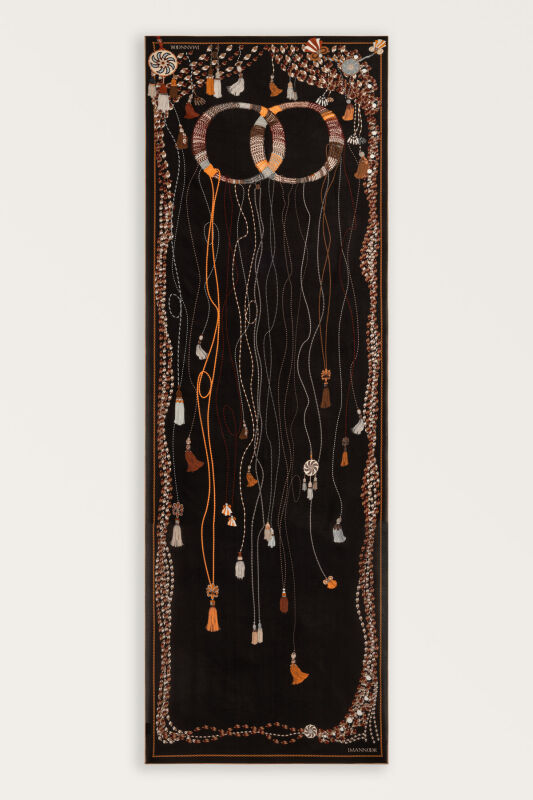 Tassel Noor Brown Silk Kaftan Shawl - 2