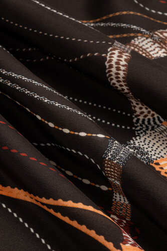 Tassel Noor Brown Silk Kaftan Shawl - 4