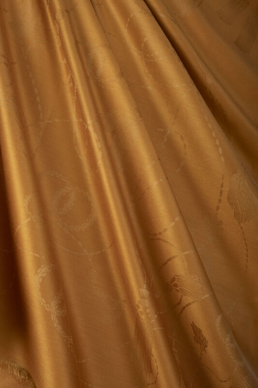 Tassel Noor Cinnamon Jacquard Silk Shawl - 2