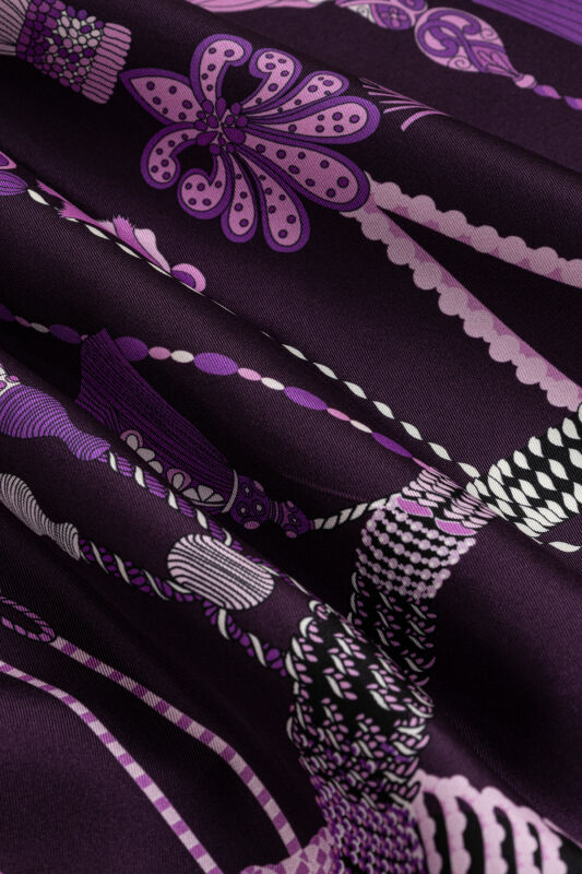 Tassel Noor Damson Crepe Silk Scarf - 4