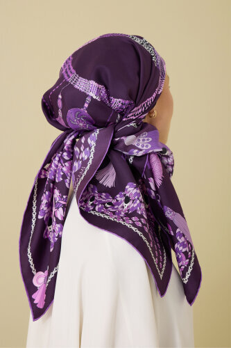 Tassel Noor Damson Crepe Silk Scarf 