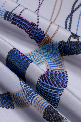 Tassel Noor Gray Crepe Silk Abaya Shawl - 3