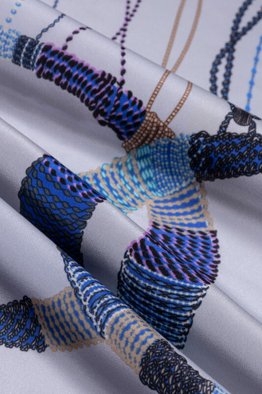 Tassel Noor Gray Crepe Silk Abaya Shawl - 3