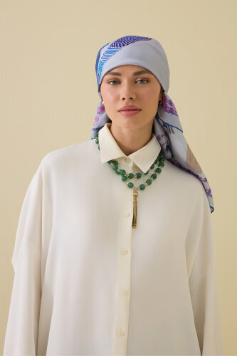 Tassel Noor Gray Crepe Silk Scarf - 3