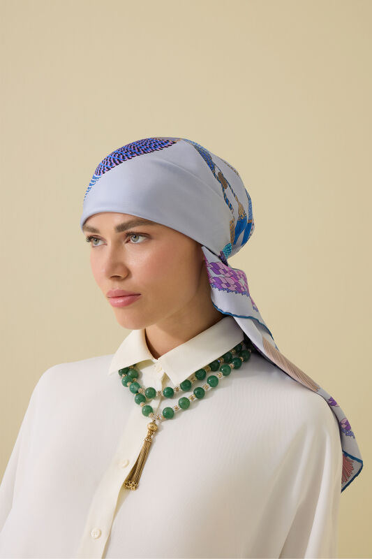 Tassel Noor Gray Crepe Silk Scarf - 6