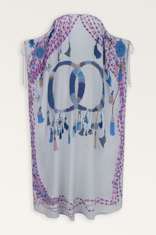 Tassel Noor Gray Silk Abaya - 4