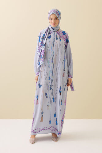 Tassel Noor Gray Silk Dress 