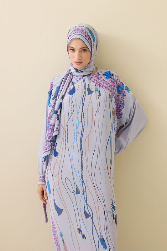 Tassel Noor Gray Silk Dress - 5