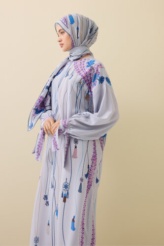 Tassel Noor Gray Silk Dress - 3