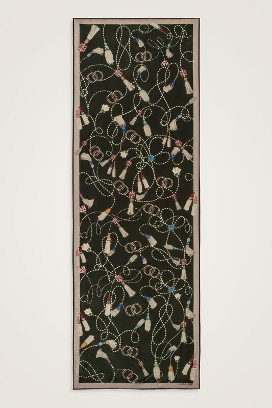 Tassel Noor Green Floss Cotton Shawl - 2