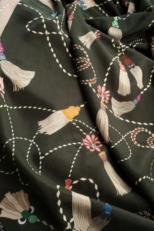 Tassel Noor Green Floss Cotton Shawl - 4