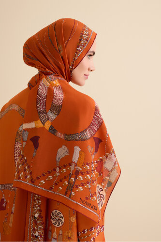 Tassel Noor Orange Crepe Silk Pajama Shawl 