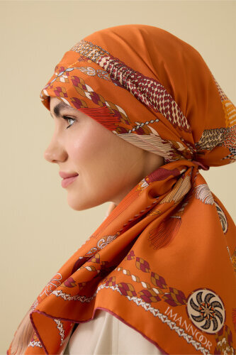 Tassel Noor Orange Crepe Silk Scarf - 5
