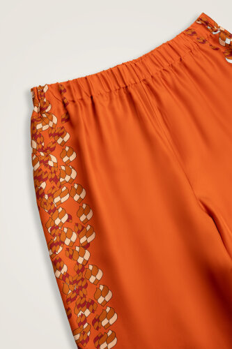 Tassel Noor Orange Plain Silk Trousers - 2